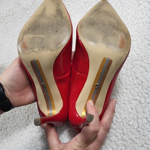 Sam Edelman Hazel Amour Pointed Toe Pump RED leather size 8.5 - Picture 3 of 5